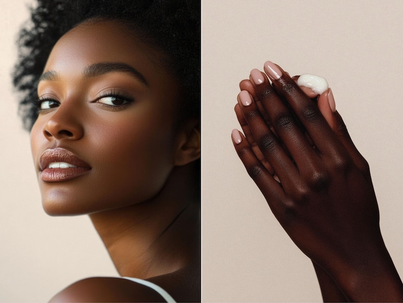 Melanin Skincare Stock Photos, Aesthetic Melanin Beauty Skin Care Stock Images for Esthetician Beauty Salon Social Media & Branding image 12