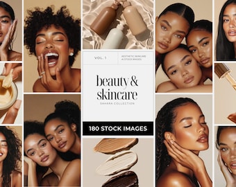 Aesthetic Skincare Stock Photos, Esthetician Social Media, Beauty Instagram Templates, Flawless Healthy Glowing Skin, AI Beauty Stock Images