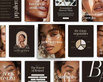 650 Skincare Instagram Templates Esthetician Instagram Template Bundle, Skincare Coach Medspa Social Media Kit Editable Canva Template Posts