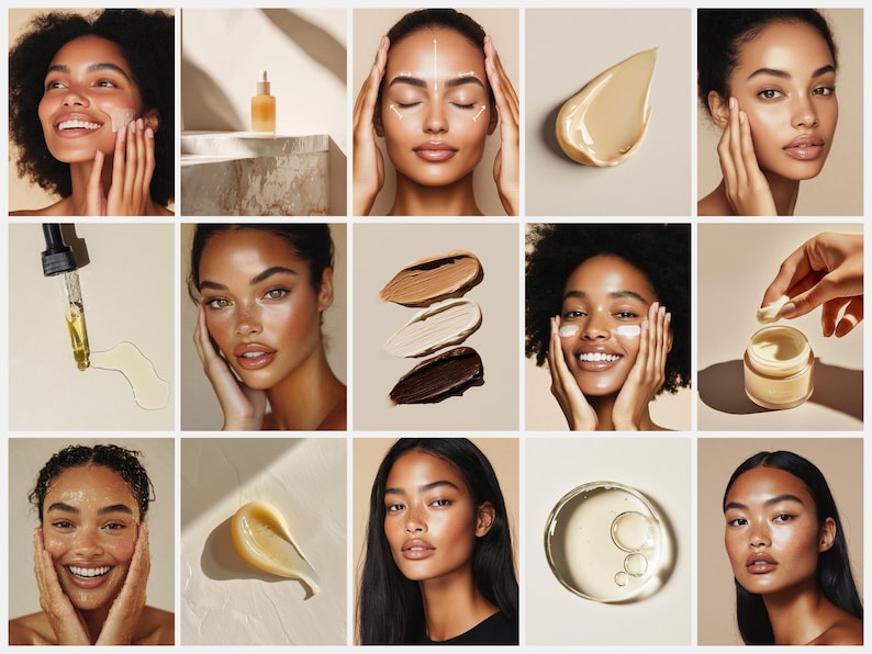 Aesthetic Skincare Stock Photos, Esthetician Social Media, Beauty Instagram Templates, Flawless Healthy Glowing Skin, AI Beauty Stock Images image 6