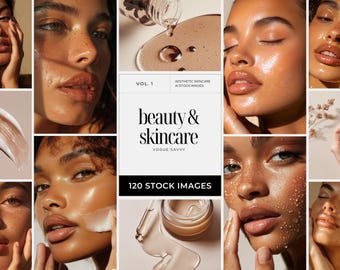Skincare Stock Photos Bundle, 120 AI Aesthetic Beauty Images, Diverse Women Portraits for Esthetician & Beauty Salon Social Media Templates