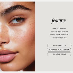 Aesthetic Skincare Stock Photos, 100 AI Beauty Images, Diverse Women Portraits for Esthetician Medspa & Beauty Salon Social Media Branding 画像 2