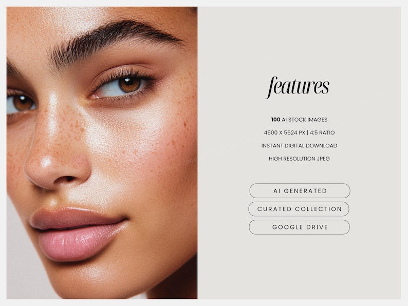 Aesthetic Skincare Stock Photos, 100 AI Beauty Images, Diverse Women Portraits for Esthetician Medspa & Beauty Salon Social Media Branding 画像 2