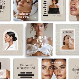 650 Esthetician Instagram Templates, Skincare Instagram Templates, Luxury Skincare Dermatologist Social Media, Medspa Posts Canva Templates