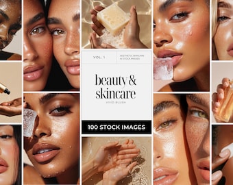 Aesthetic Skincare Stock Photos, 100 AI Beauty Images, Diverse Women Portraits for Esthetician Medspa & Beauty Salon Social Media Branding