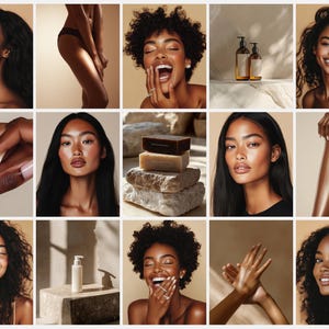 Aesthetic Skincare Stock Photos, Esthetician Social Media, Beauty Instagram Templates, Flawless Healthy Glowing Skin, AI Beauty Stock Images image 8