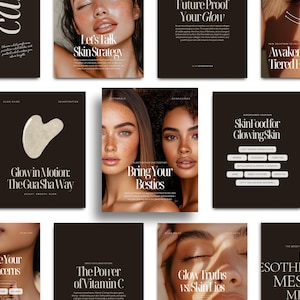 300 Skincare Instagram Templates, Esthetician Social Media Templates, Skincare Coach, Editable Canva Templates Skincare Social Media Posts