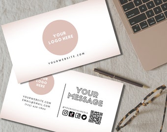 QR Code Business Card Template, Editable Business Card, Minimalist Business Cards, Printable Business Card, Modern Business Card, Canva