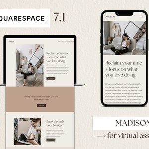 Virtual Assistant Squarespace Template, Squarespace 7.1 Template, Squarespace Website, DIY Website, Neutral Website Template