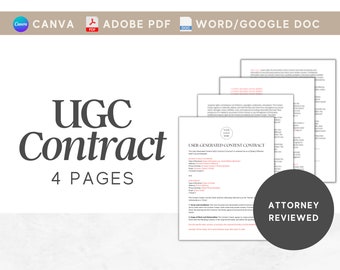 UGC Contract Template, UGC Creator, Service Agreement, User-Generated Content, Invoice Template, Influencer Contract, Canva Template