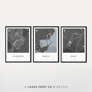 Set of 3 Classic Formula 1 Track Poster Digital Download Print F1 Wall Art Gift For Him F1 Poster Vintage Formula 1 Boys Room Art F1 Circuit