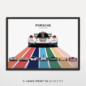 Historia Porsche 963 Le Mans Cartel 24 horas Descarga digital Impresión 2023 Le Mans Wall Art Regalo para él Cartel de Porsche Vintage Le Mans Cartel