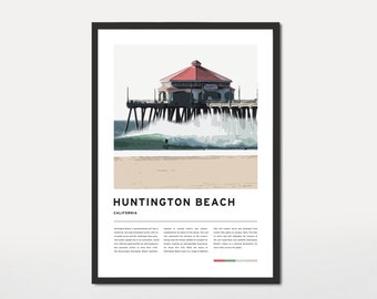 Huntington Beach Surf Poster Digital Download Ocean Waves Surf Printable Art Beach Decor Living Room Printable Vintage Surf Nursery Decor