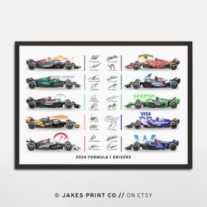 2024 Formel-1-Fahrer Unterschrift signiertes Poster Digitaler Download Druck F1 Wandkunst Geschenk für ihn F1 Poster Vintage Formel 1 Jungenzimmer