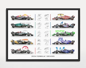 2024 Formula 1 Driver Signature Autographed Poster Digital Download Print F1 Wall Art Gift For Him F1 Poster Vintage Formula 1 Boys Room