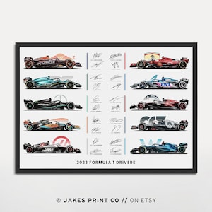 2023 Formula 1 Driver firma autografata Poster Download digitale Stampa F1 Wall Art Regalo per lui F1 Poster Vintage Formula 1 Ragazzi Camera