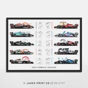 2023 Formula 1 Driver Signature Autographed Poster Digital Download Print F1 Wall Art Gift For Him F1 Poster Vintage Formula 1 Boys Room