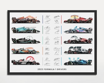 2023 Formula 1 Driver Signature Autographed Poster Digital Download Print F1 Wall Art Gift For Him F1 Poster Vintage Formula 1 Boys Room