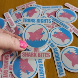 Trans Rights or Shark Bites Vinyl Sticker