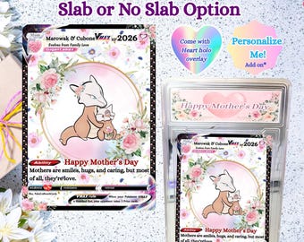 Mother’s Day Poke mon Card – Holographic Trading Card Gift for Mom, Personalized or Ready to Gift, Unique Keepsake, cubone art
