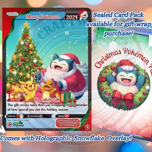 Christmas Pokemon trading Cards, Custom Holiday Greeting Cards, Snorlax Xmas Cards, Kids Card, Cute Festive Gift, Snorlax Holiday Card