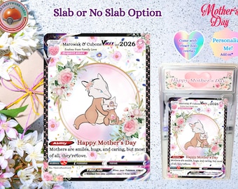 Mother’s Day Poke mon Card – Holographic Trading Card Gift for Mom, Personalized or Ready to Gift, Unique Keepsake, cubone art