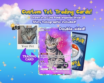 Custom Pet Poke Trading Card, Personalized Dog Cat Card, Pet Gift, Pet Keepsake, Custom Pet Trading Card, 1 card per order