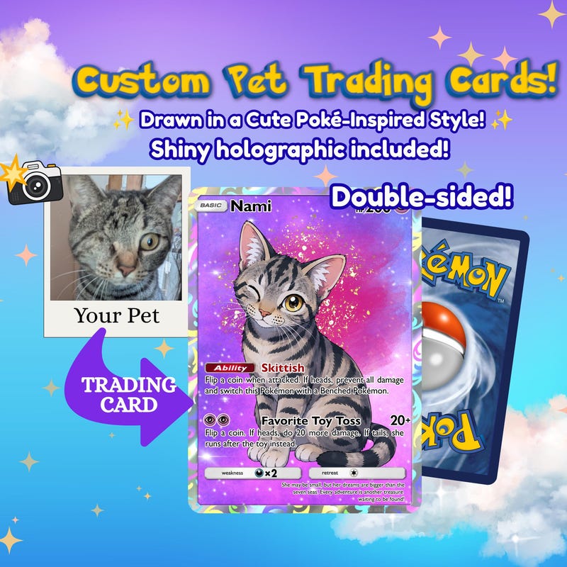 Custom Cat Trading Card - Etsy