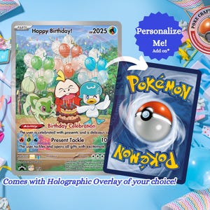 Carte d'anniversaire de joueur, carte d'anniversaire, carte personnalisée, anniversaire, cadeau, cadeau d'anniversaire pokemon, cadeau de joueur, paldea, sprigatito, quaxly, fuecoco