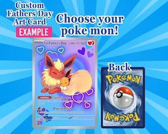 Father’s Day Gift , Custom Art,  choose your poke, Holographic Poke Style Trading Card, Custom Dad Gift from Kids