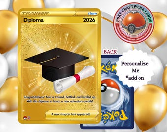 Custom Gamer Graduation Trading Card, Holographic Firework Overlay
