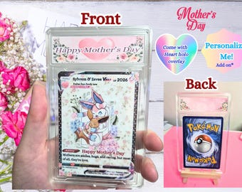 Custom Poke mon Style Card, Personalized Holographic Trading Card, Custom Anime Card Gift, Mother’s Day Gift, Handmade Collectible, Sylveo n