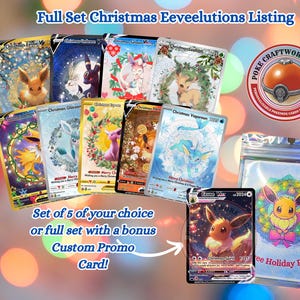 Eeve e Christmas Evolutions Full Set, Navidad, Eeve e Christmas, regalos para ella, regalos para él, tarjetas coleccionables holográficas