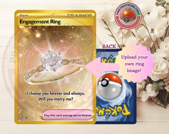 Custom Gamer Engagement Card, Holographic Hearts, Ring Image