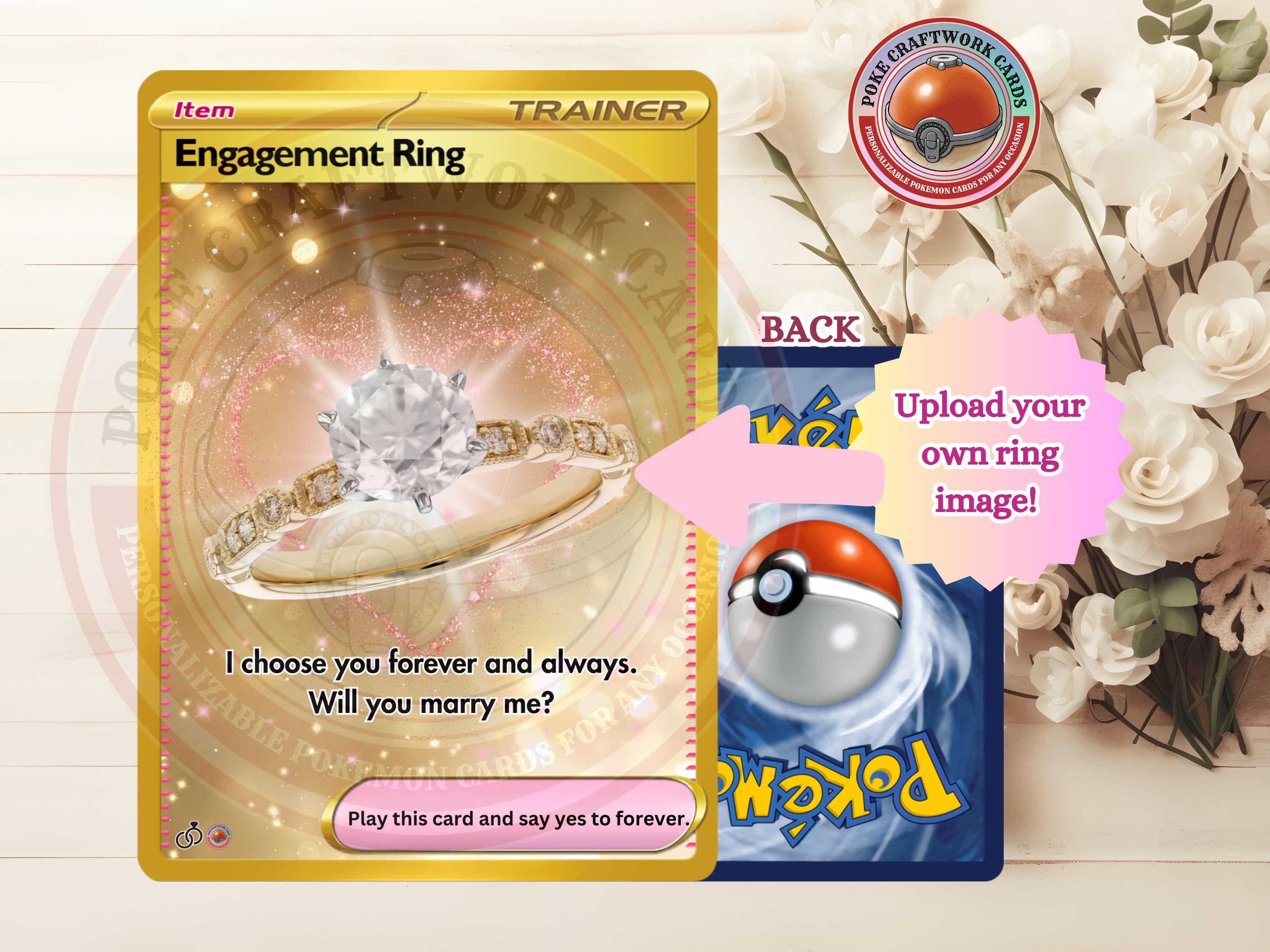 Custom Gamer Engagement Card, Holographic Hearts, Ring Image - Etsy