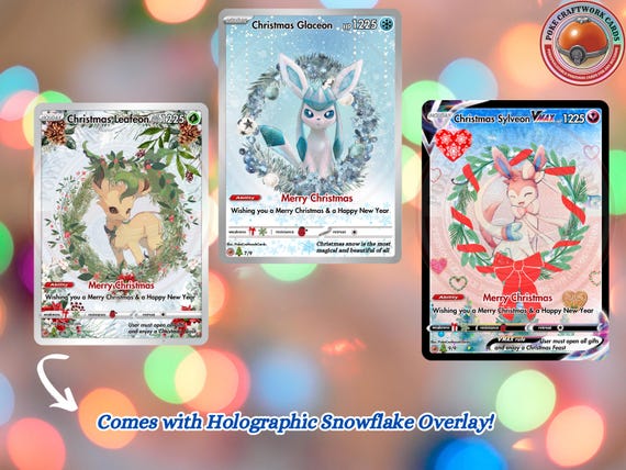 Christmas Eeveelutions Full Set | Snowflake Holographic Trading Cards | Pokemon  Christmas Gift | Christmas Gift | Eevee Christmas Card - Etsy