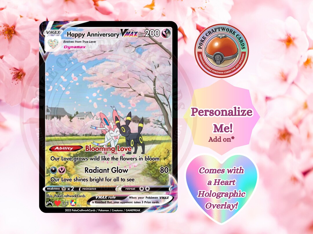 Personalizable Holographic Trading Card Custom Trading Card Sylveon and