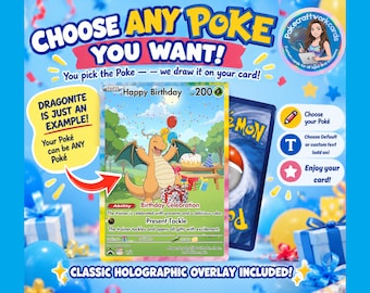 Choose your Poke | Personalized Poke mon Birthday Card | Custom Poke Trading Card | Custom Birthday Gift | Poke Gift