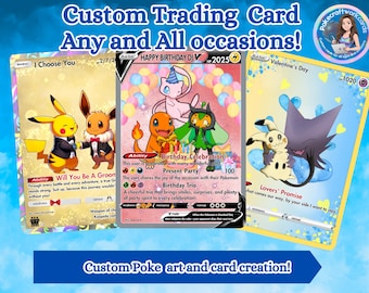 Custom Art Trading Card, Personalized Gift, Holographic Finish, simple background
