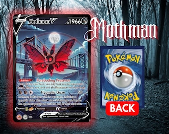 Holographic Mothman Card, Handmade Cryptid Art Collectible