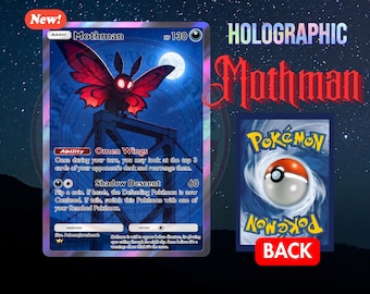 Holographic Mothman Card, Handmade Cryptid Collectible