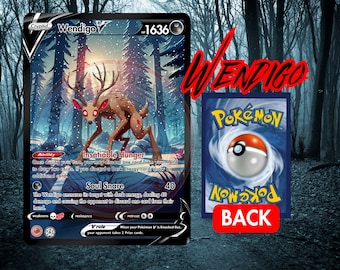 Holographic Wendigo Fakemon Card, Cryptic Creature Art