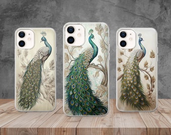 Custodia per telefono Dipingi come un pavone in colore pallido opaco per iPhone 15, 14, 13, 12, 11, Samsung S10, A33, S20, S22, Huawei P30, Pixel 6, 8