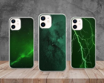 Custodia per telefono a forma di fantasia Thunderbolt verde per iPhone 15, 14, 12, 11, 13, Samsung S23, S24,A33,S20,S22, Huawei, Pixel, RealMe, ASUS, OnePlus