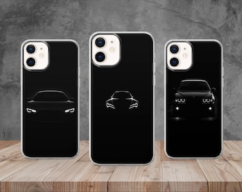 Custodia per telefono con luci per auto sportive, tutto nero, scuro, aggressivo, per iPhone 14, 12, 11 Pro, Xs, 13, Samsung S10, A33, S20, S22, Huawei P30, Pixel 6 Pro