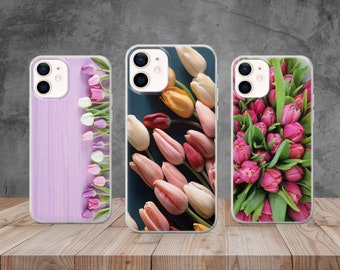 Custodia per cellulare Tulip Flower Cover per iPhone 15, 14, 12, 11, 13, Samsung S24, S23, A33, S20, S22, Huawei P30, Pixel 8A