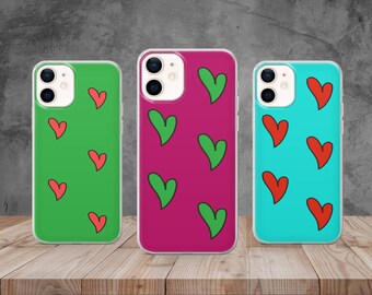 Custodia per telefono Love Heart con cuori estetici carini per iPhone 14, 12, 11 Pro, Xr, Xs, 13, Samsung S10, A33, S20, S22, Huawei P30, Pixel 6 Pro, 6A