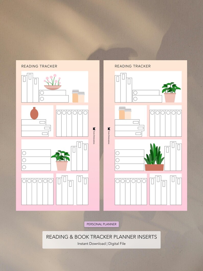 Book Reading Tracker Planner Inserts Printable | Personal Size Agenda ...