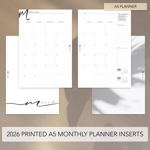 May include: White A5 planner inserts for March 2026, featuring a monthly calendar layout. The design includes the text "True Patience is Grounded in Wisdom & Compassion." The bottom of the image reads "2026 Printed A5 Monthly Planner Inserts."