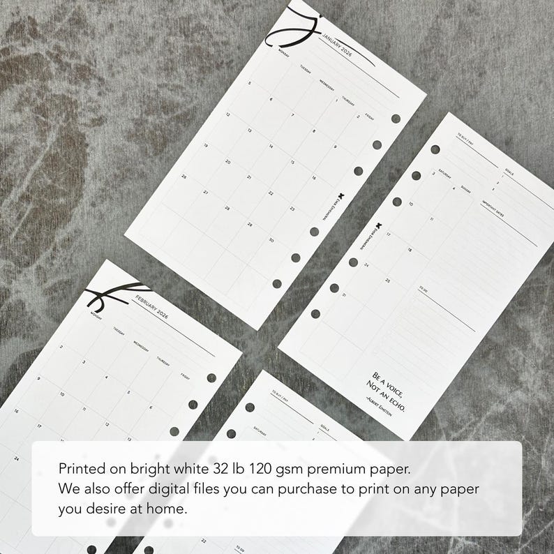 2026 Printable Monthly Planner Inserts | Personal Size | Digital ...